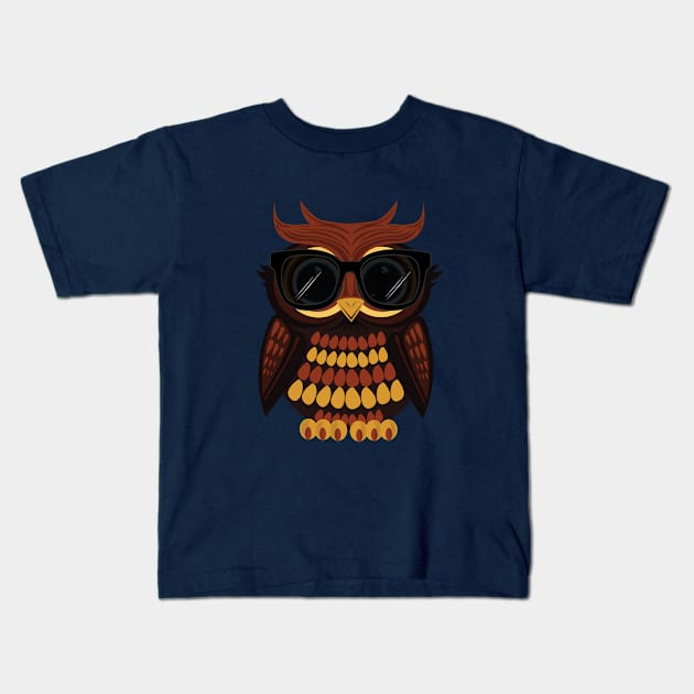 Cool Owl Kids T-Shirt by adamzworld